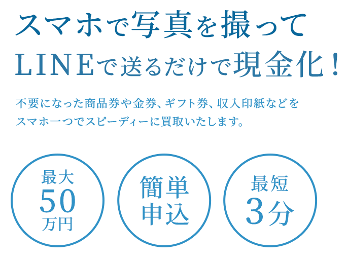 スマホで写真を撮ってLINEで送るだけで現金化！