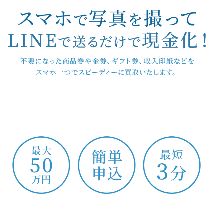 スマホで写真を撮ってLINEで送るだけで現金化！